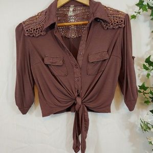 Bella D Women's Brown Shrug Crop Top L (fit M)